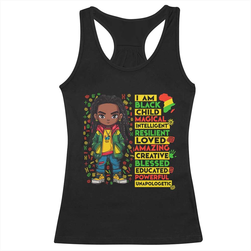 I Am Black Child Racerback Tank Top Locd Boy African American Pride Black History Month