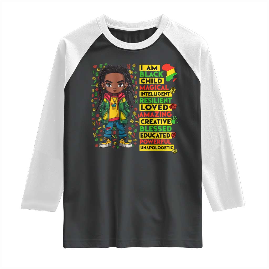 I Am Black Child Raglan Shirt Locd Boy African American Pride Black History Month