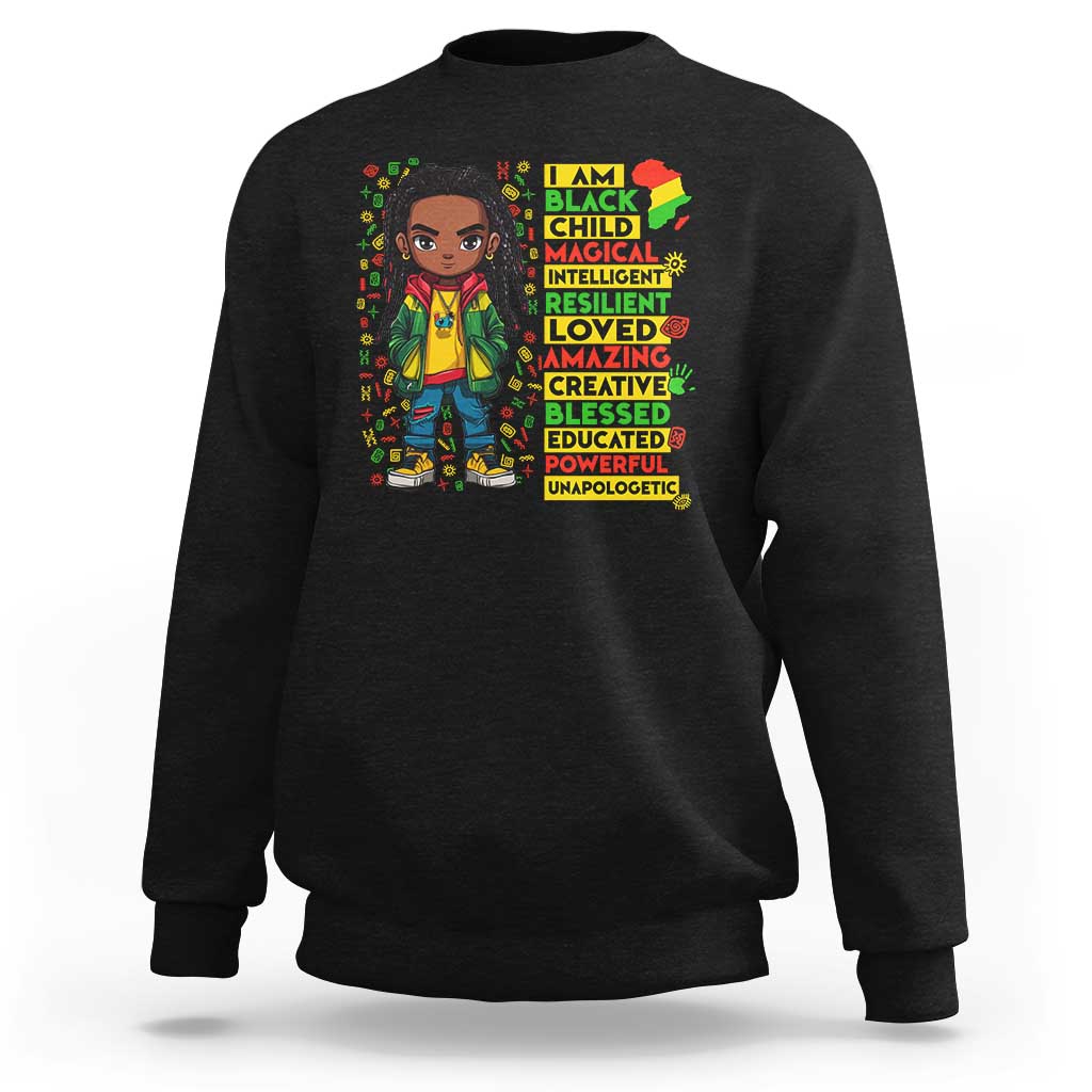 I Am Black Child Sweatshirt Locd Boy African American Pride Black History Month