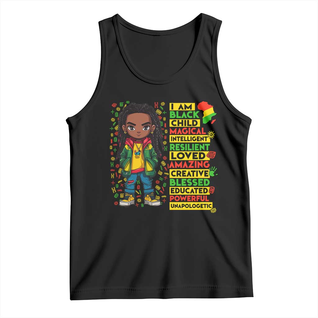 I Am Black Child Tank Top Locd Boy African American Pride Black History Month