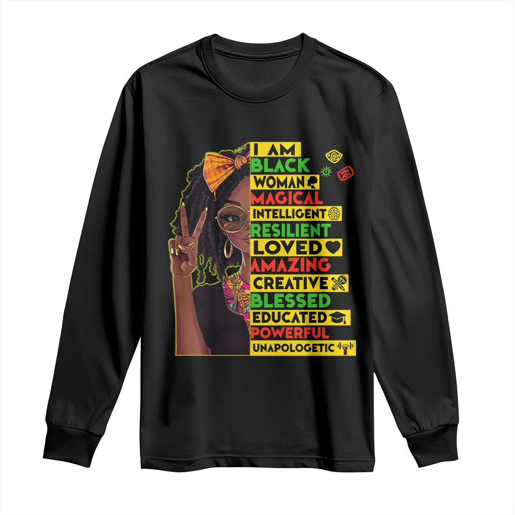 I Am Black Woman Long Sleeve Shirt Locd African American Pride Black History Month