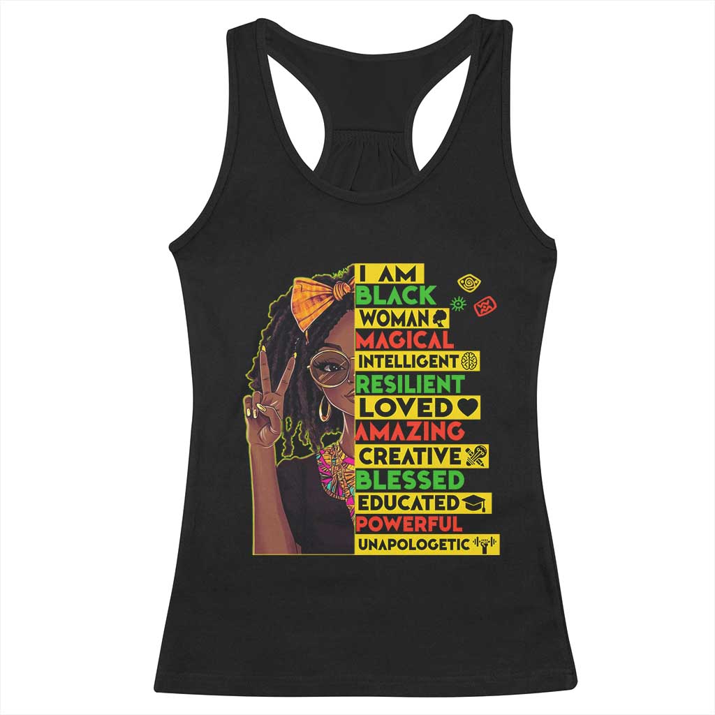 I Am Black Woman Racerback Tank Top Locd African American Pride Black History Month