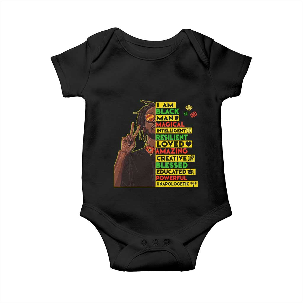 I Am Black Man Baby Onesie Cool Locd African American Pride Black History Month