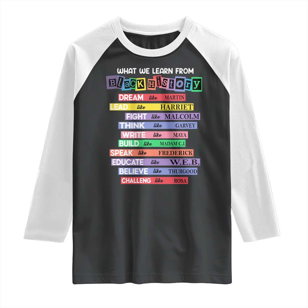 What We Learn From Black History Raglan Shirt Celebration African American Roots Pride