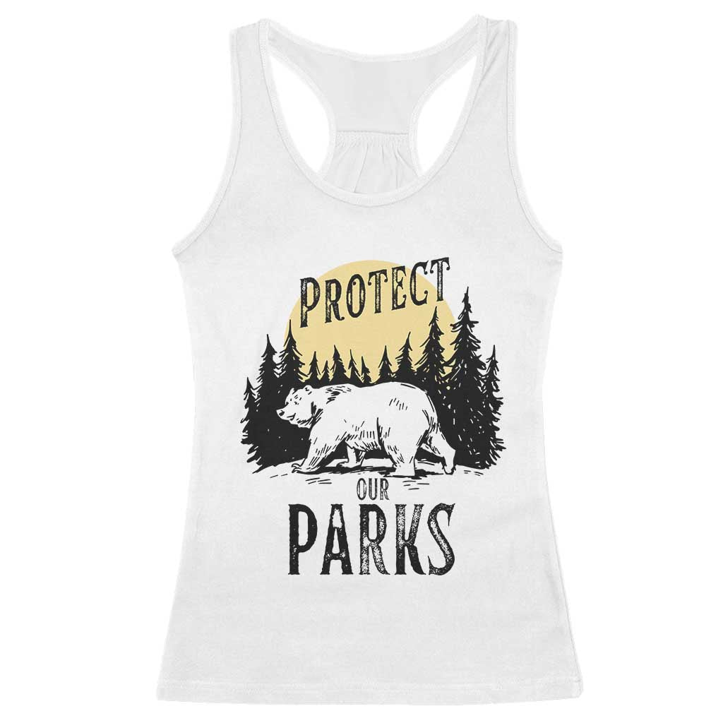 Protect Our Parks Racerback Tank Top Retro Bear Forest Nature Graphic