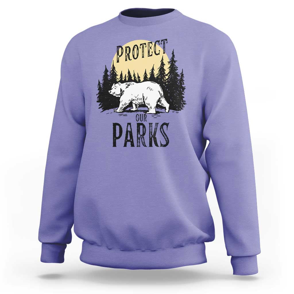 Protect Our Parks Sweatshirt Retro Bear Forest Nature Graphic