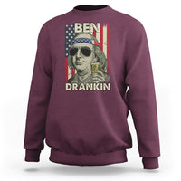 Maroon crewneck sweatshirt with Benjamin Franklin graphic and 'DRANKIN'' text