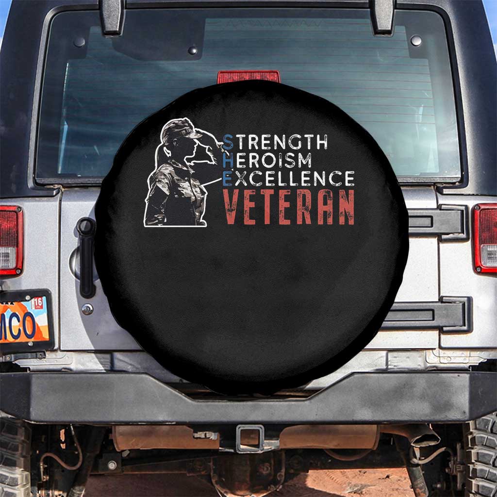 Female Veteran Spare Tire Cover Strength Heroism Excellence Women