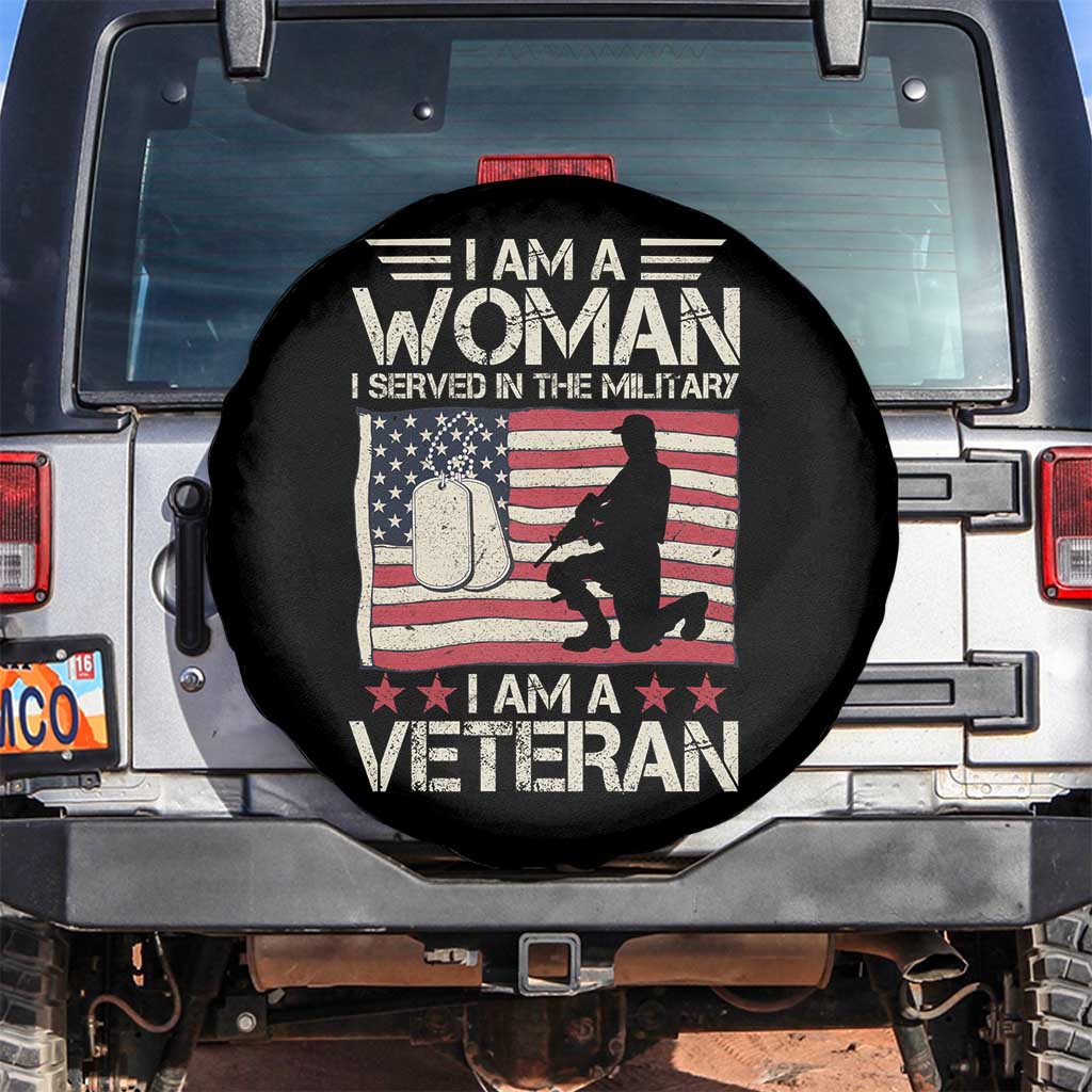 Female Veteran Spare Tire Cover I Am A Woman I Served In The Military American Flag Women