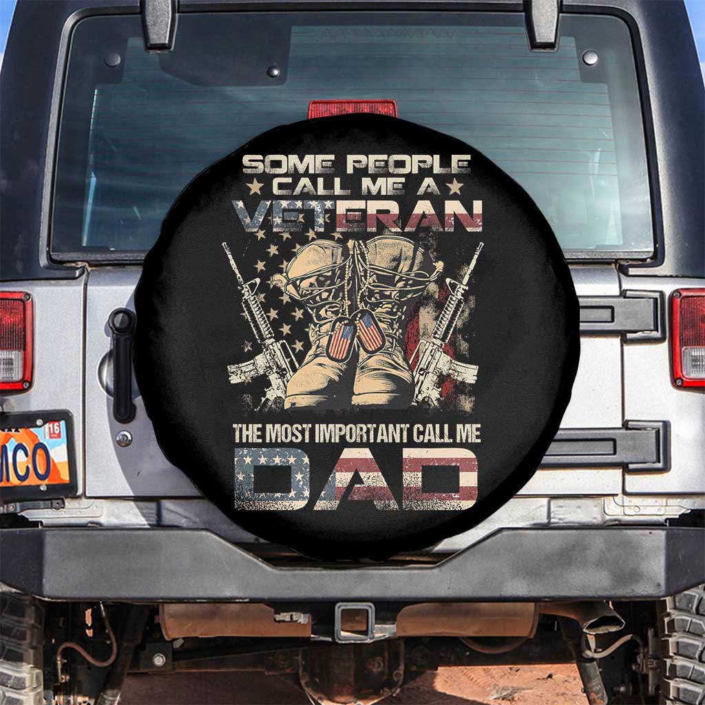 Veteran Dad Spare Tire Cover The Most Important People Call Me Dad American Flag Combat Boots And Dog Tags