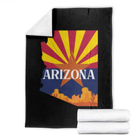 Arizona State Flag Map Graphic Throw Blanket Southwest Sunburst Cactus State Pride Souvenir