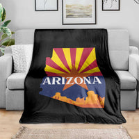Arizona State Flag Map Graphic Throw Blanket Southwest Sunburst Cactus State Pride Souvenir