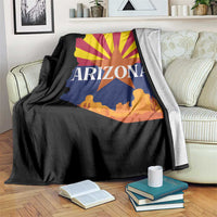 Arizona State Flag Map Graphic Throw Blanket Southwest Sunburst Cactus State Pride Souvenir