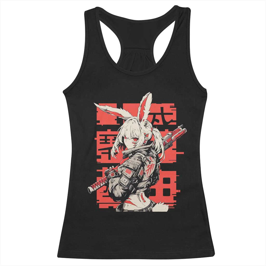 Anime Manga Cyberpunk Racerback Tank Top Techwear Harajuku Style Bunny Girl