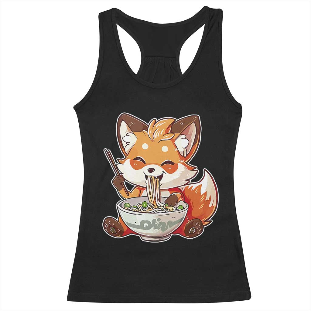 Kawaii Fox Ramen Japanese Racerback Tank Top Japanese Anime Otaku Manga Cute Graphic