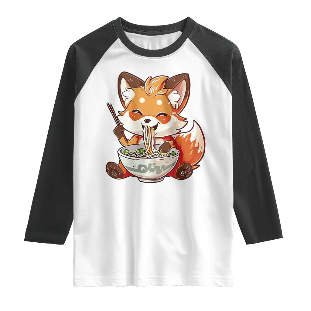 Kawaii Fox Ramen Japanese Raglan Shirt Japanese Anime Otaku Manga Cute Graphic