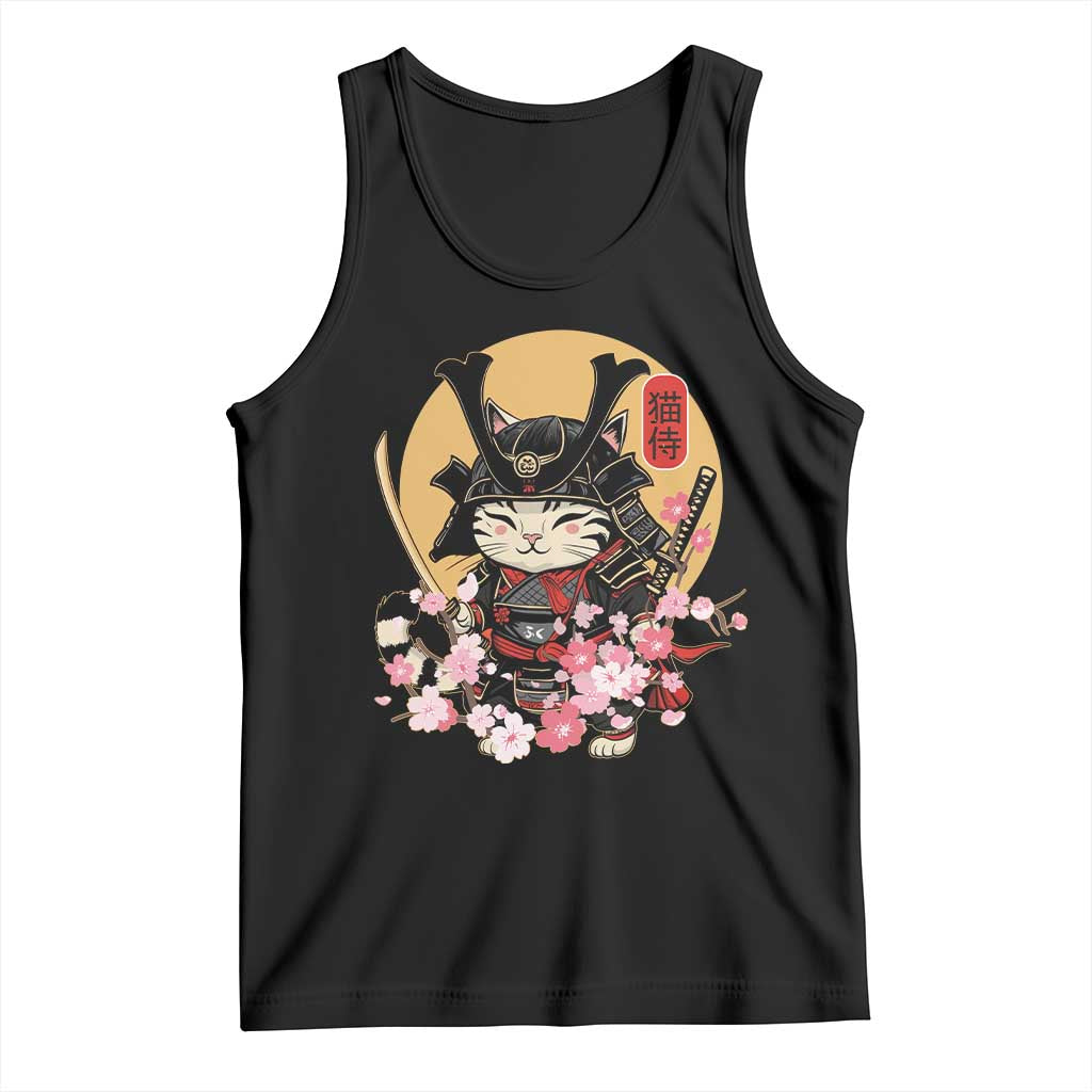 Japanese Samurai Cat Tank Top Ancient Ninja Kitten Warrior Tattoo Kawaii Otaku Retro