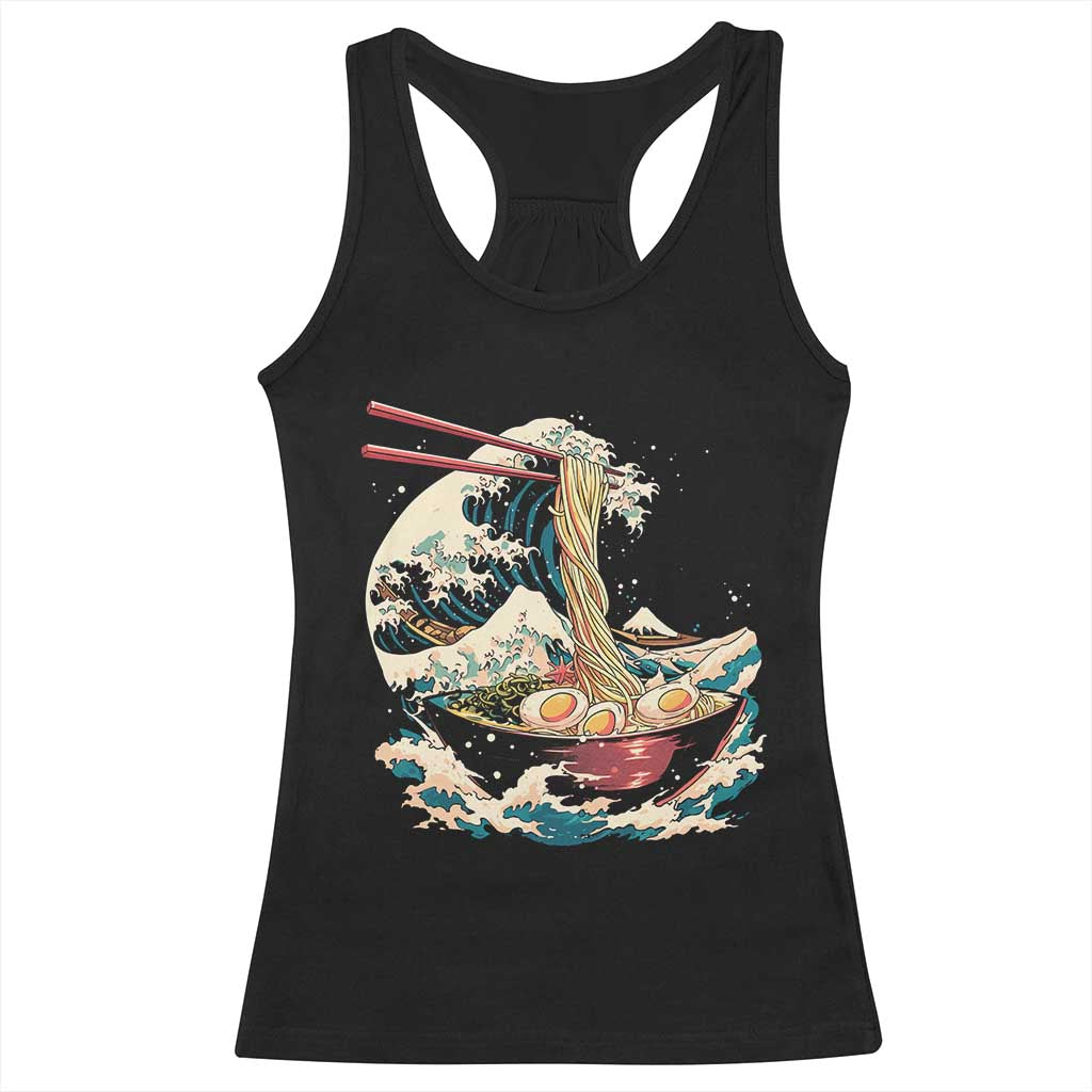 Japanese Kanagawa Wave Ramen Bowl Graphic Racerback Tank Top Retro Anime Noodles Art