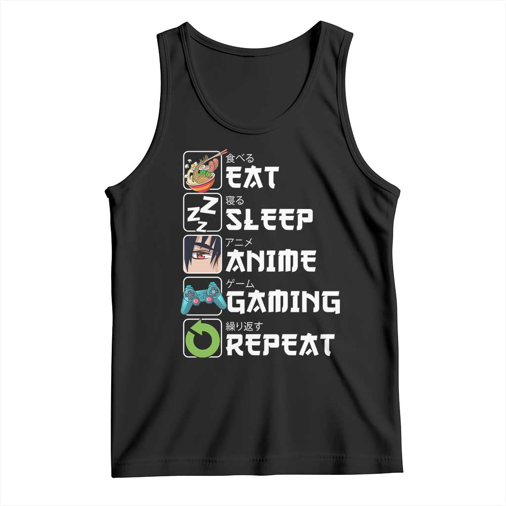 Eat Sleep Anime Gaming Repeat Tank Top Kawaii Otaku Gamer Manga Lover