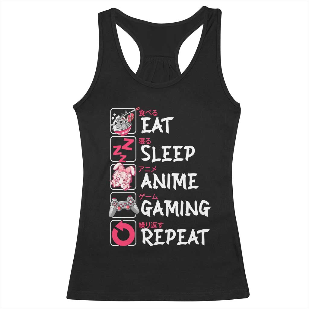 Eat Sleep Anime Gaming Repeat Racerback Tank Top Otaku Gamer Manga Lover Japanese Pop Culture