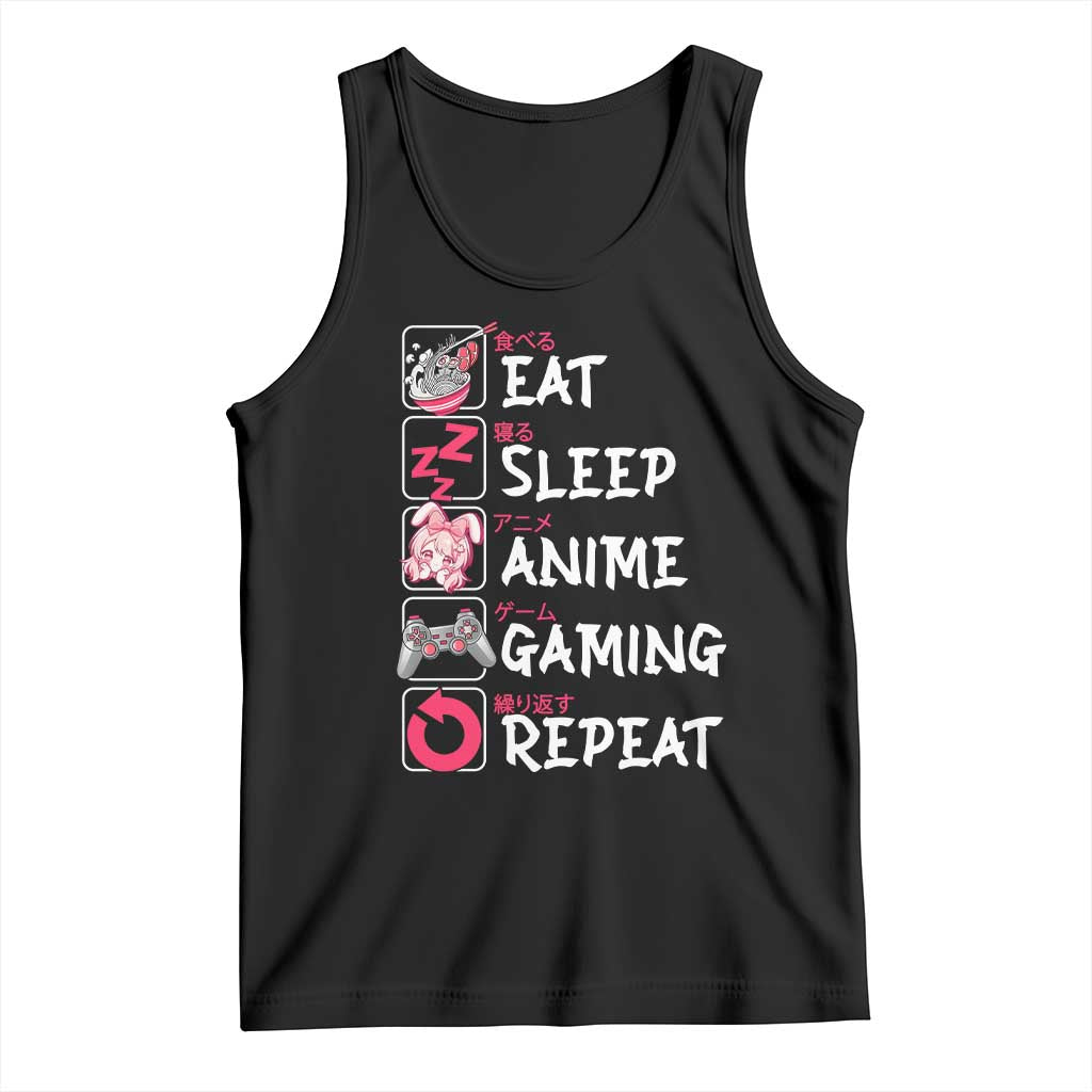 Eat Sleep Anime Gaming Repeat Tank Top Otaku Gamer Manga Lover Japanese Pop Culture