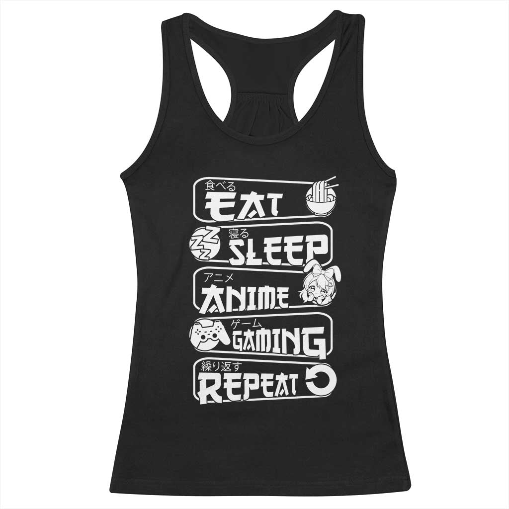 Eat Sleep Anime Gaming Repeat Racerback Tank Top Otaku Gamer Manga Lover