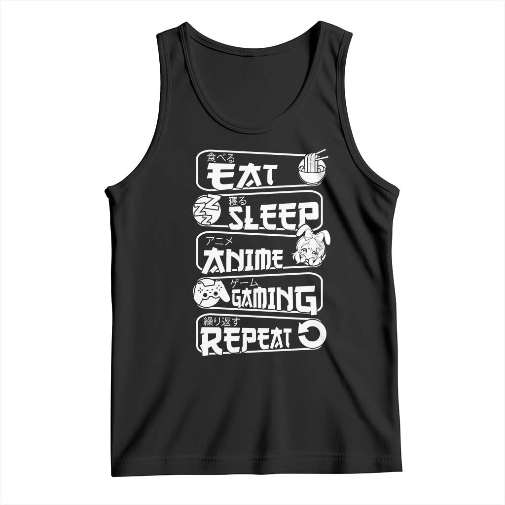 Eat Sleep Anime Gaming Repeat Tank Top Otaku Gamer Manga Lover