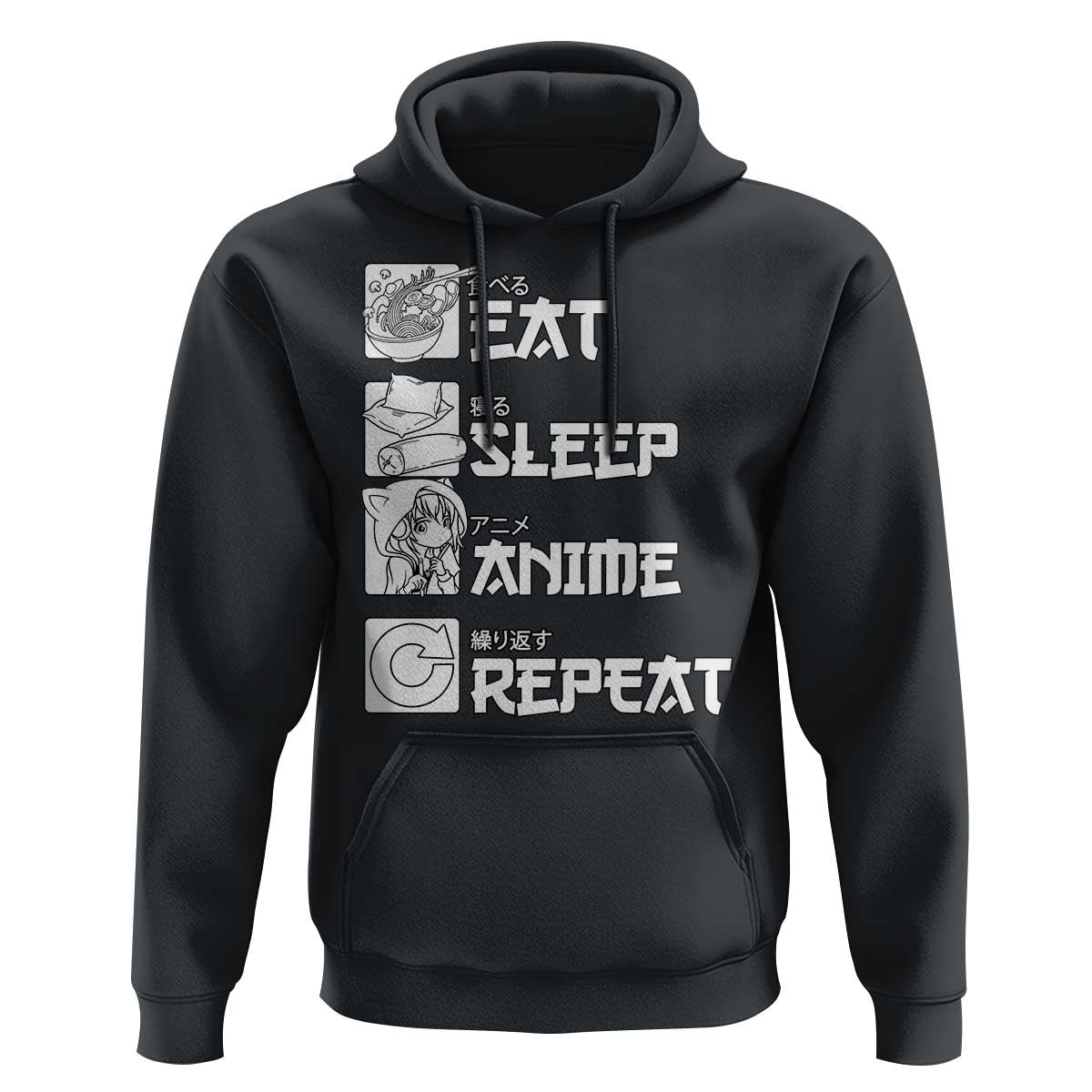 Eat Sleep Anime Repeat Hoodie Japan Otaku Manga Lover