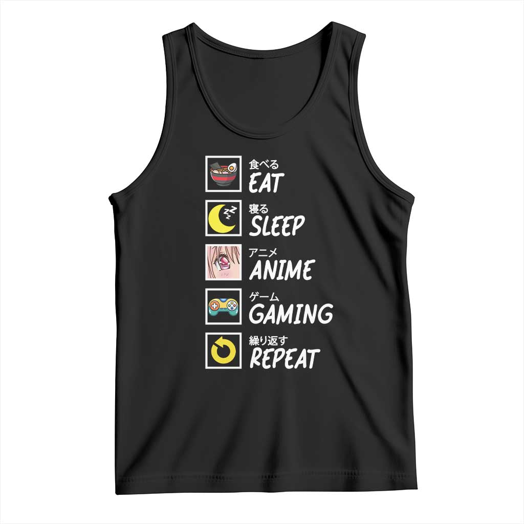 Eat Sleep Anime Gaming Repeat Tank Top Kawaii Otaku Gamer Manga Ramen Lover