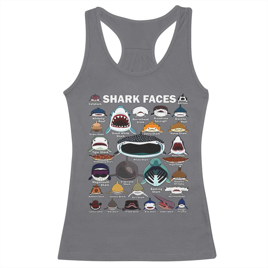 Shark Faces Racerback Tank Top Type Of Sharks Identification Marine Biology