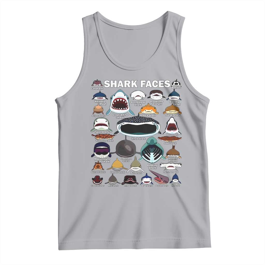 Shark Faces Tank Top Type Of Sharks Identification Marine Biology