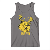 Gray hunting tank top with yellow deer graphic and BEER text