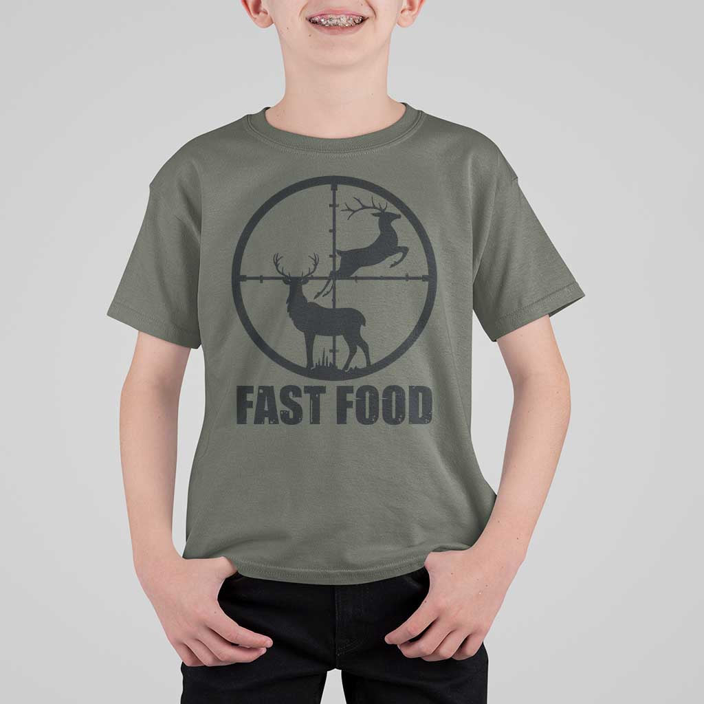 Deer Hunting T Shirt For Kid Deer Hunting Funny Hunter Fast Food Gift - Wonder Print Shop