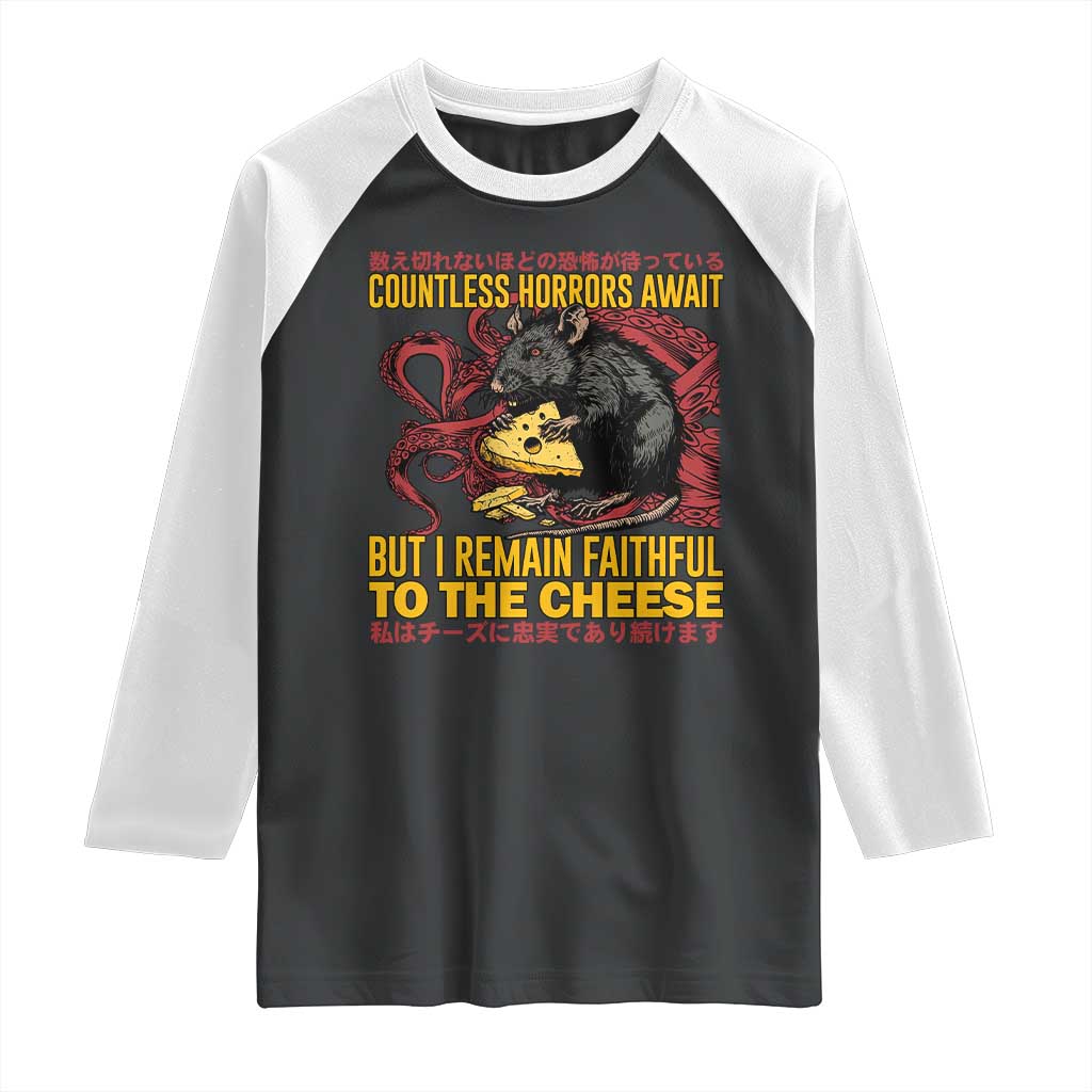 Funny Japanese Rat Lover Raglan Shirt I Remain Faithful To The Cheese Retro Vintage Japan