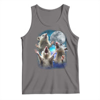 Gray tank top with opossum meme graphic under a moon