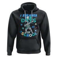 Black astronaut dabbing hoodie with colorful "I survived" "days of school" graphic