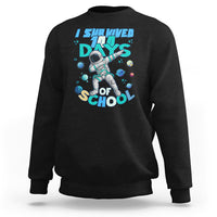 Black crewneck sweatshirt with astronaut dabbing graphic, school days print