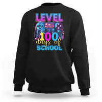 Black kids gamer sweatshirt with 'LEVEL 100 days of school' game controller graphic