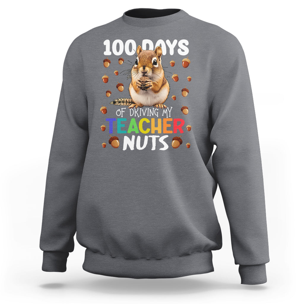 Charcoal kids sweatshirt with chipmunk graphic and "Teacher Nuts" text