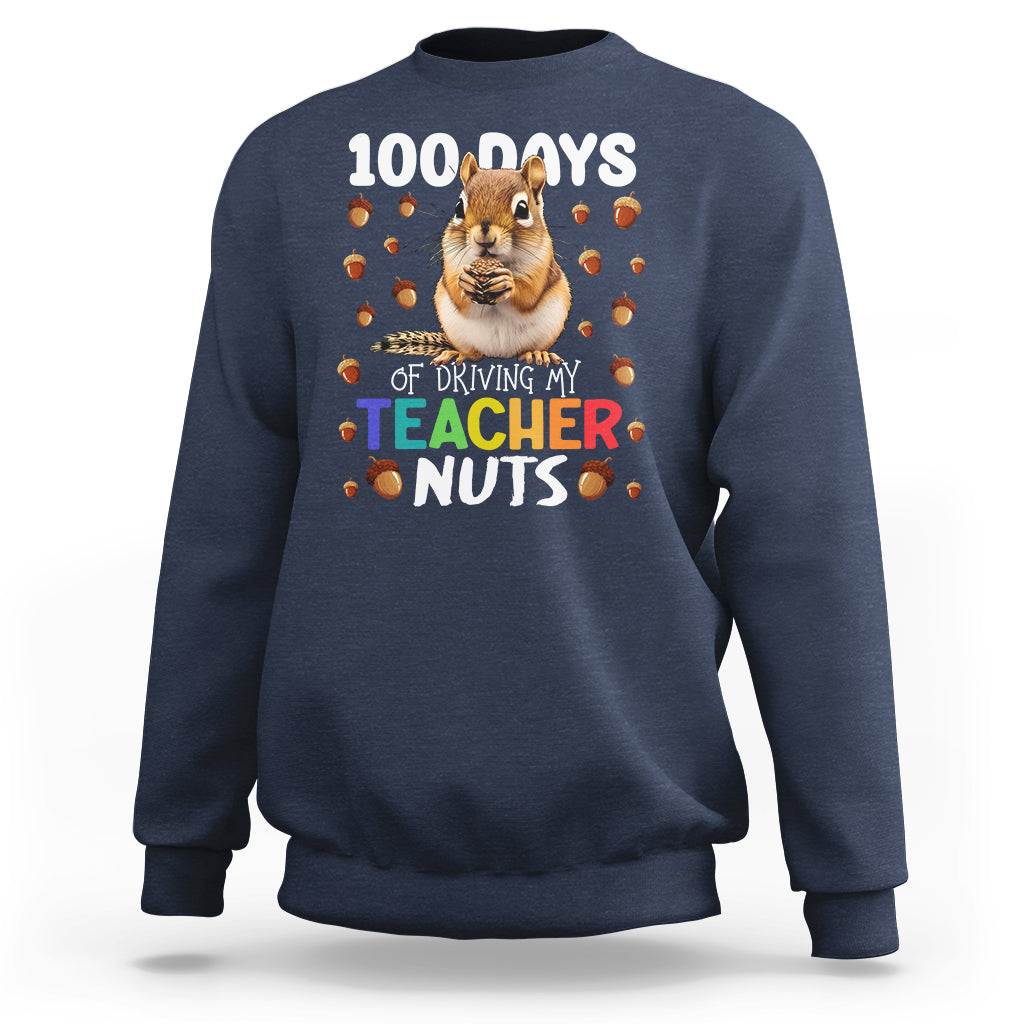 Navy kids sweatshirt with chipmunk graphic and "Teacher Nuts" text