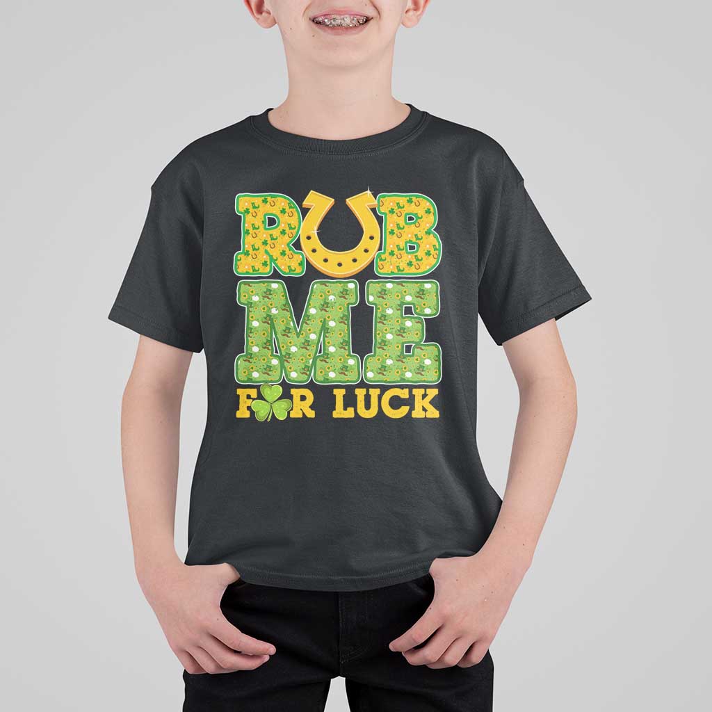 Funny St Patricks Day T Shirt For Kid Rub Me For Luck Shamrock Adult Humor - Wonder Print Shop