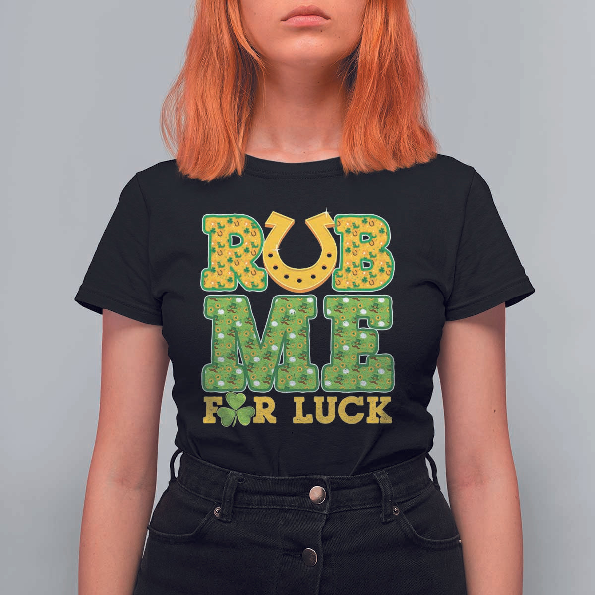 Funny St Patricks Day T Shirt For Women Rub Me For Luck Shamrock Adult Humor - Wonder Print Shop