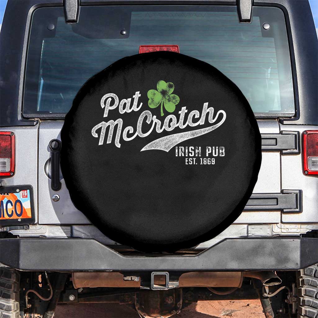 Funny St Patricks Day Spare Tire Cover Pat McCrotch Irish Adult Humor White