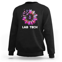 Black lab tech sweatshirt with colorful sunflower burst graphic and white “LAB TECH” text