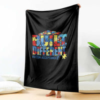 Built Different Autism Acceptance Puzzle Piece Graphic Throw Blanket Inspirational Neurodiversity Support
