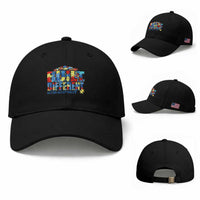 Built Different Autism Acceptance Puzzle Piece Graphic Baseball Cap Inspirational Neurodiversity Support