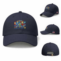 Built Different Autism Acceptance Puzzle Piece Graphic Baseball Cap Inspirational Neurodiversity Support