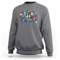 Built Different Autism Acceptance Puzzle Piece Graphic Sweatshirt Inspirational Neurodiversity Support
