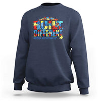 Built Different Autism Acceptance Puzzle Piece Graphic Sweatshirt Inspirational Neurodiversity Support
