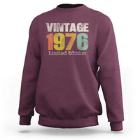 Vintage 1976 Limited Edition Sweatshirt Distressed Retro Typography 50th Birthday